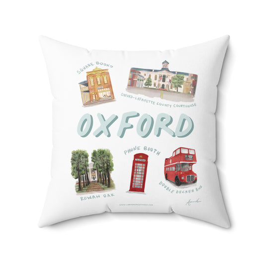 Oxford MS Landmarks Watercolor Art Pillow