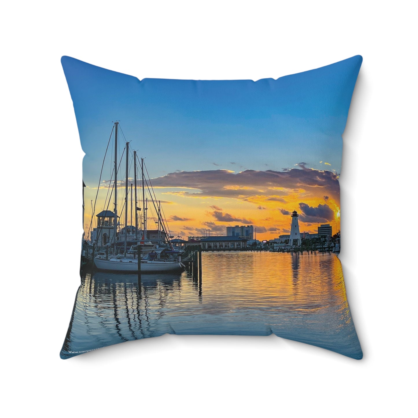 "Blue Sunset" Gulfport, MS Photography Pillow