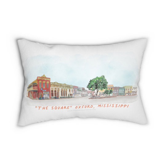 The Square Pano Oxford MS Watercolor Art Lumbar Pillow