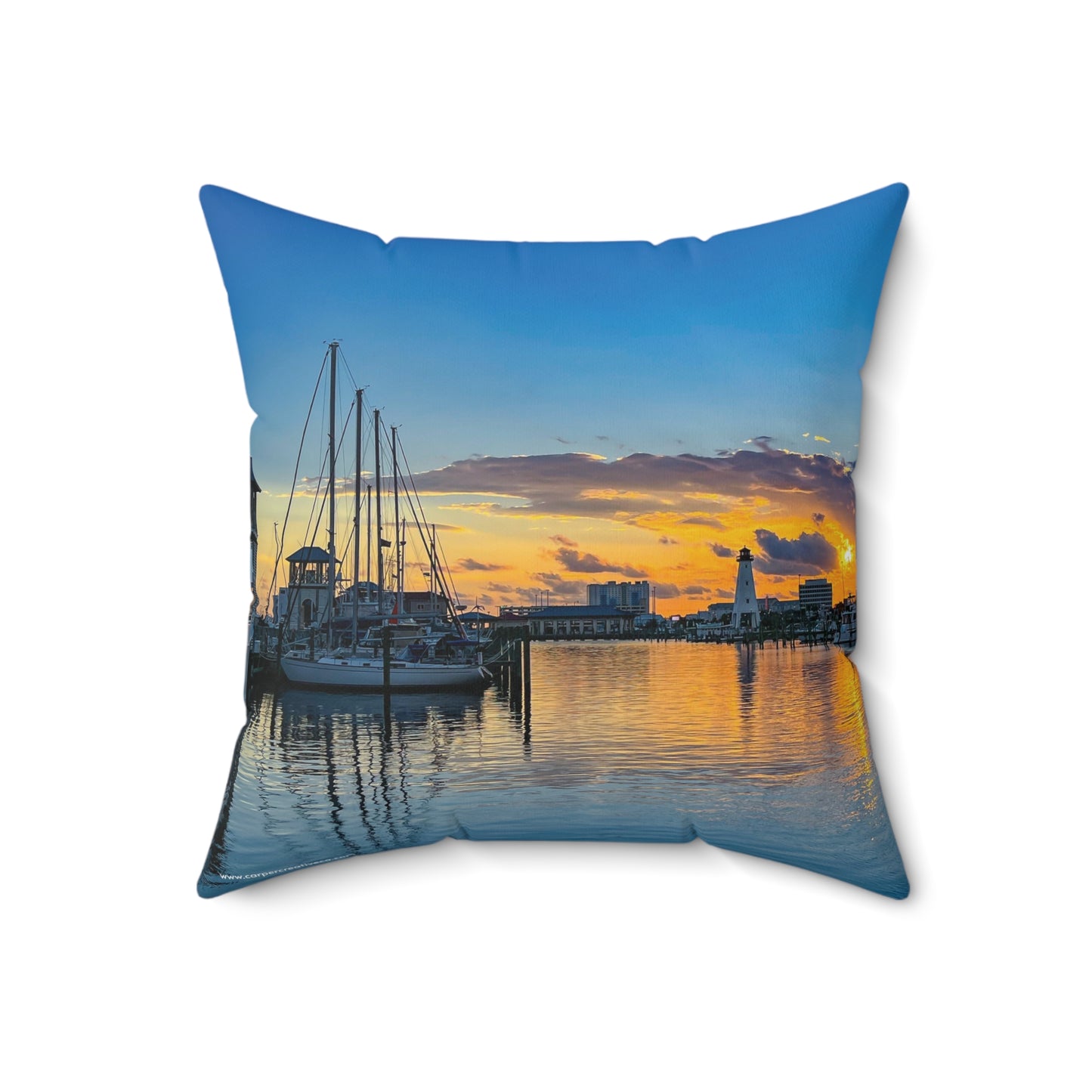 "Blue Sunset" Gulfport, MS Photography Pillow