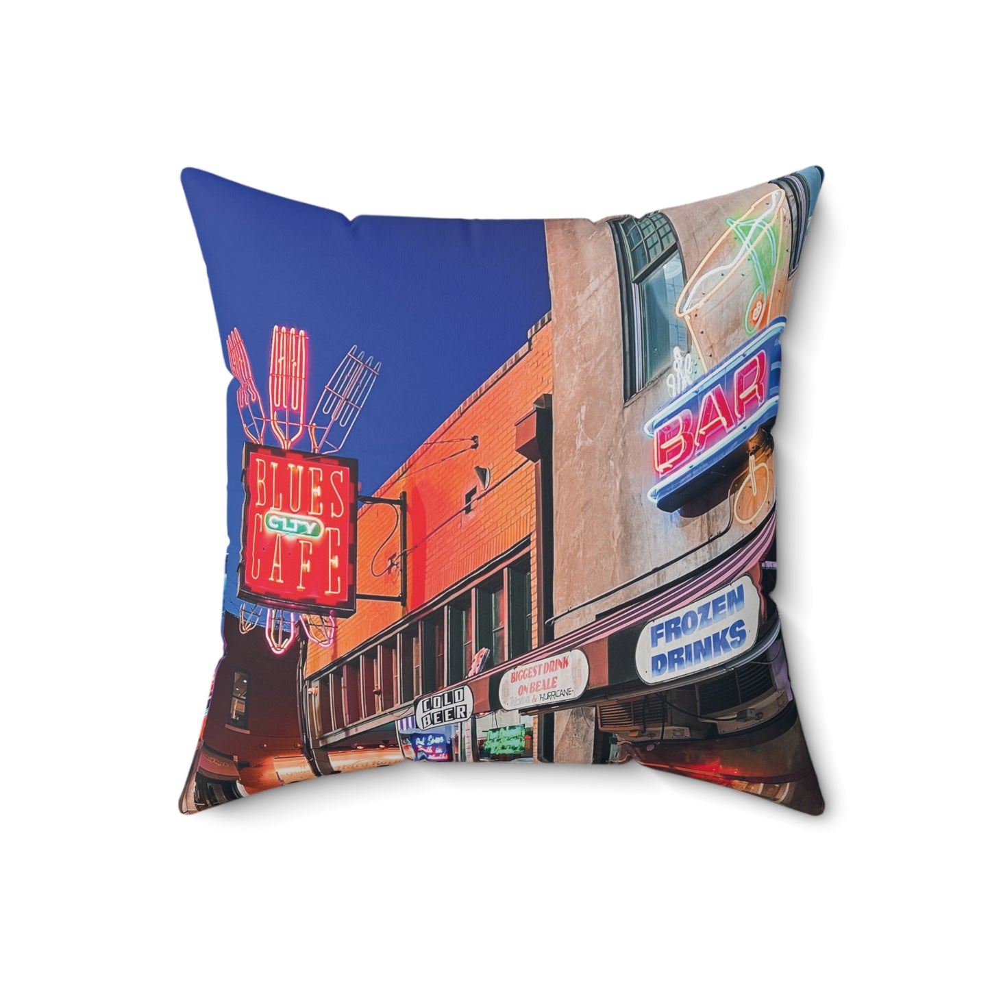 "Neon Lights" Memphis, TN Photography Pillow