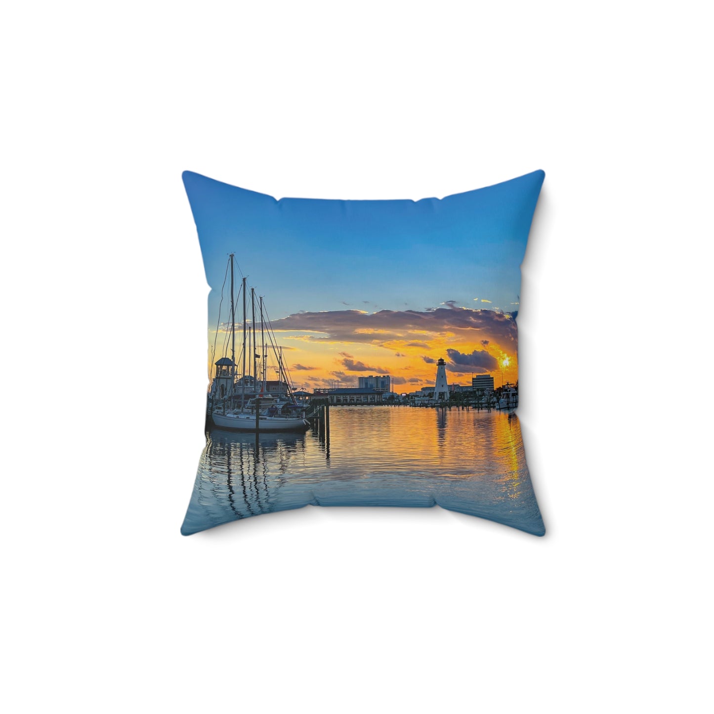 "Blue Sunset" Gulfport, MS Photography Pillow