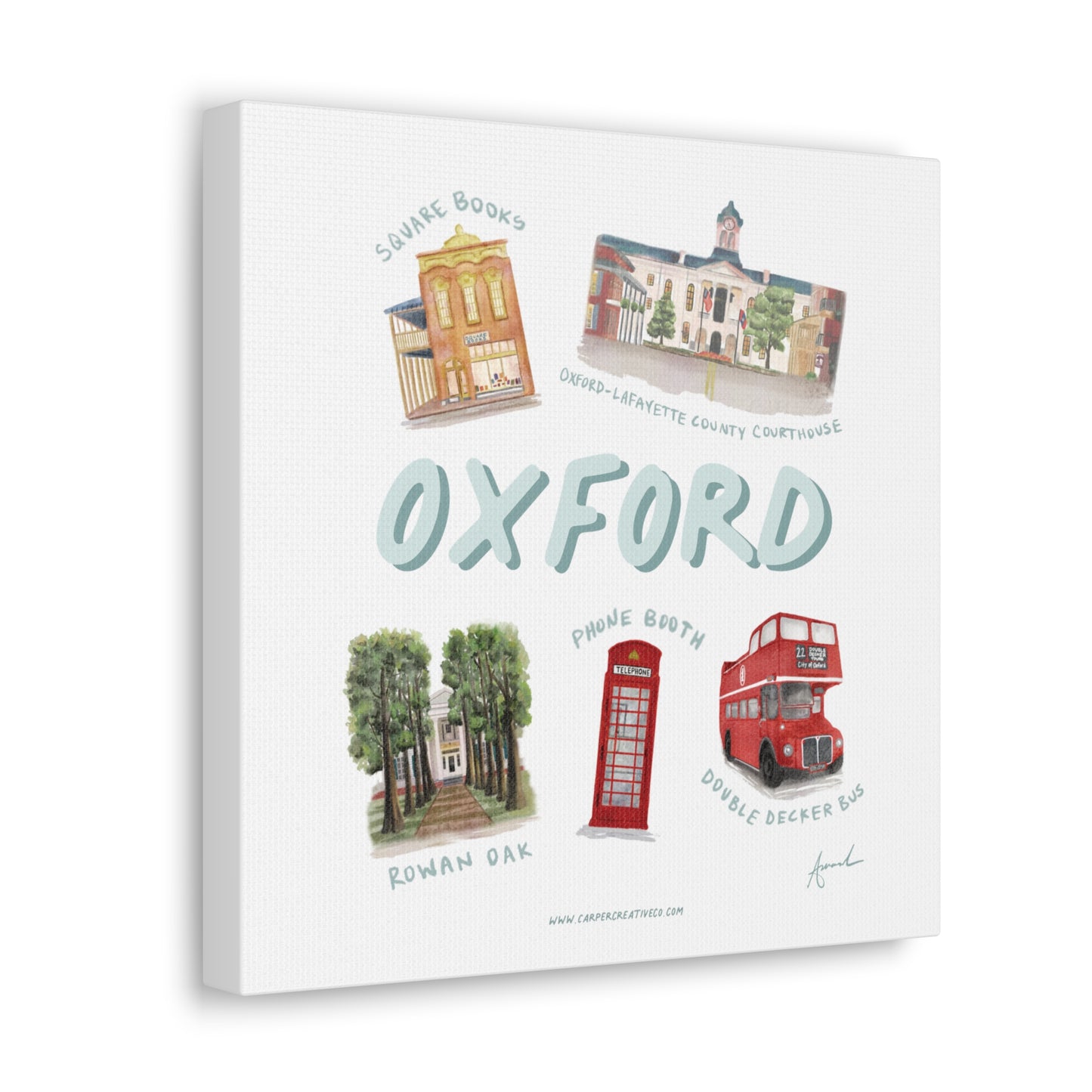 Oxford MS Landmarks Watercolor Art Canvas