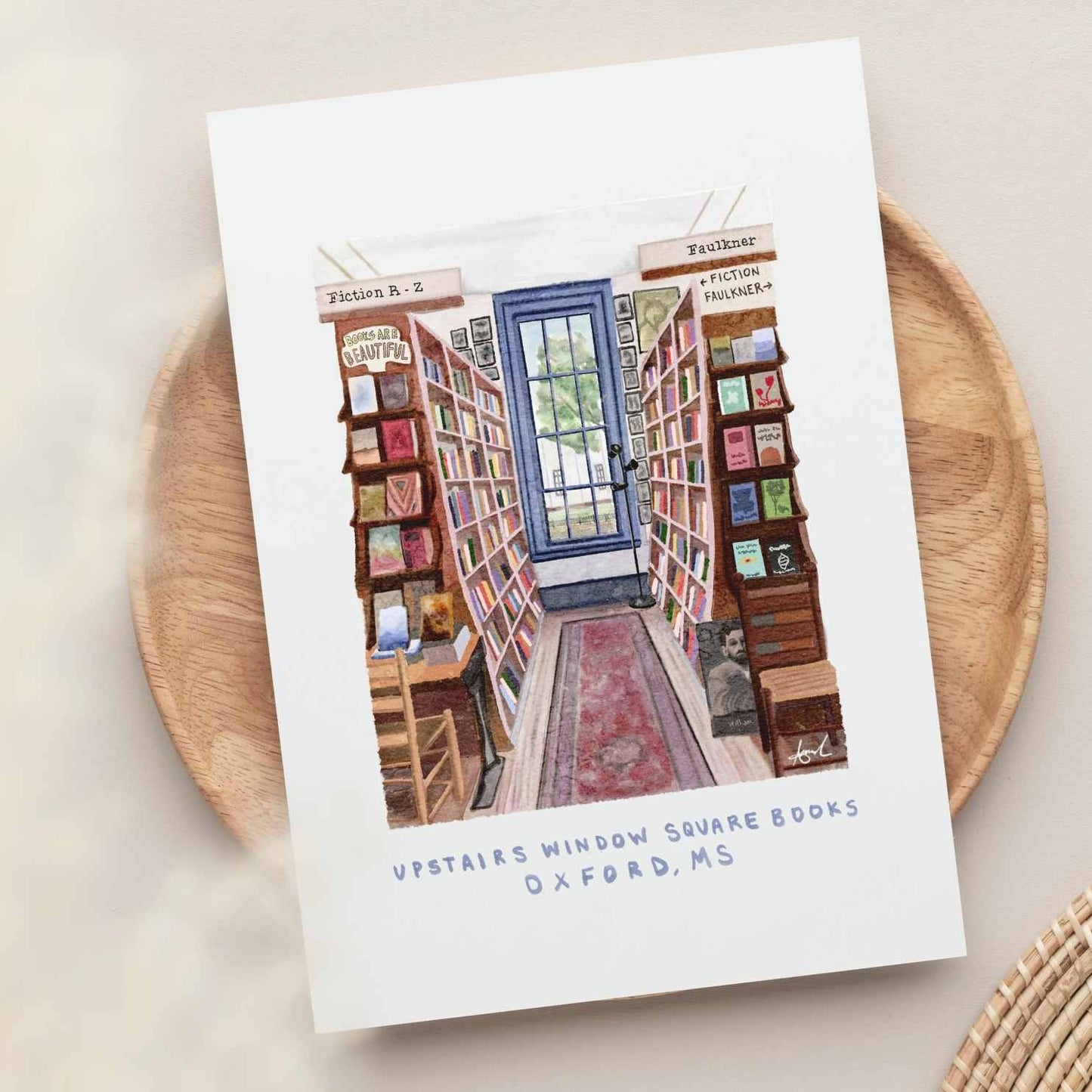 Upstairs Window Square Books Oxford MS Watercolor Art Print