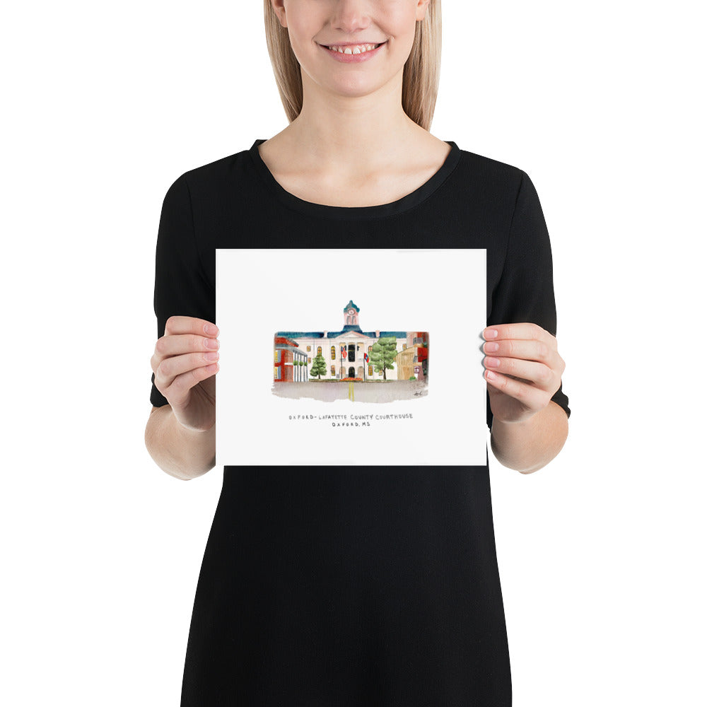 Oxford-Lafayette County Courthouse Watercolor Art Print