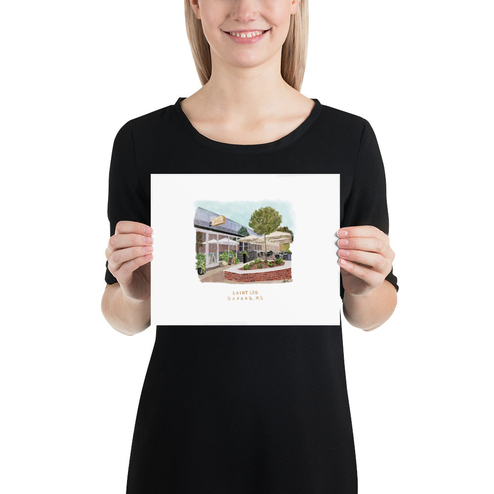 Saint Leo Restaurant Oxford MS Watercolor Art Print