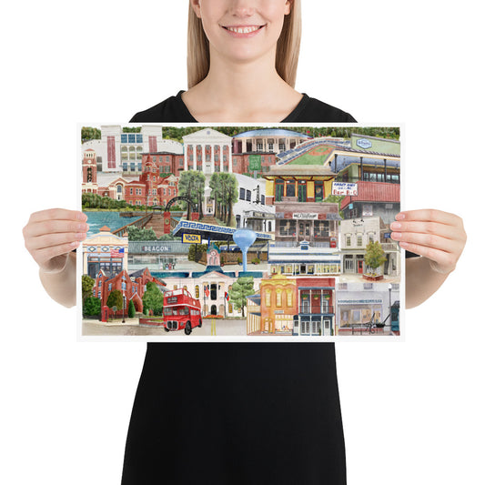 Oxford Mississippi Landmark Collage Art Print