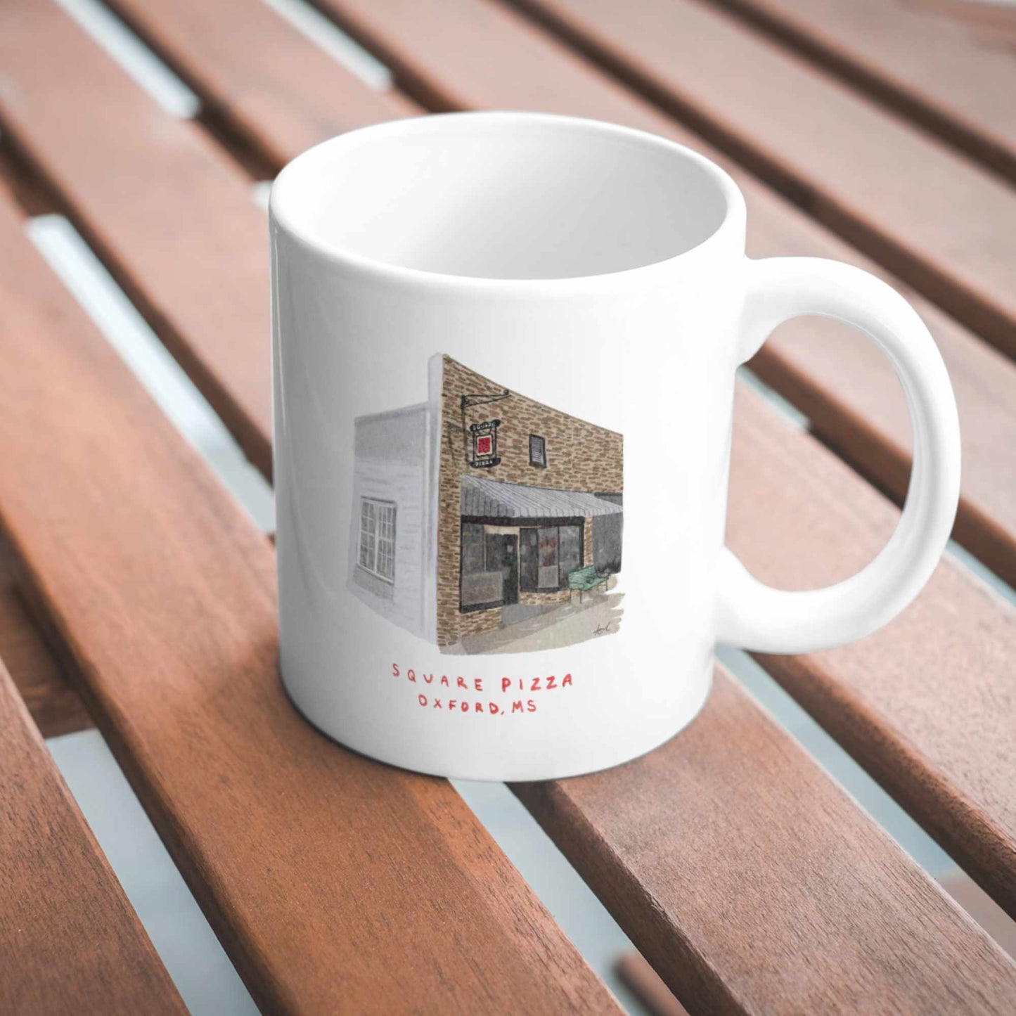 Square Pizza Oxford MS Watercolor Art Mug