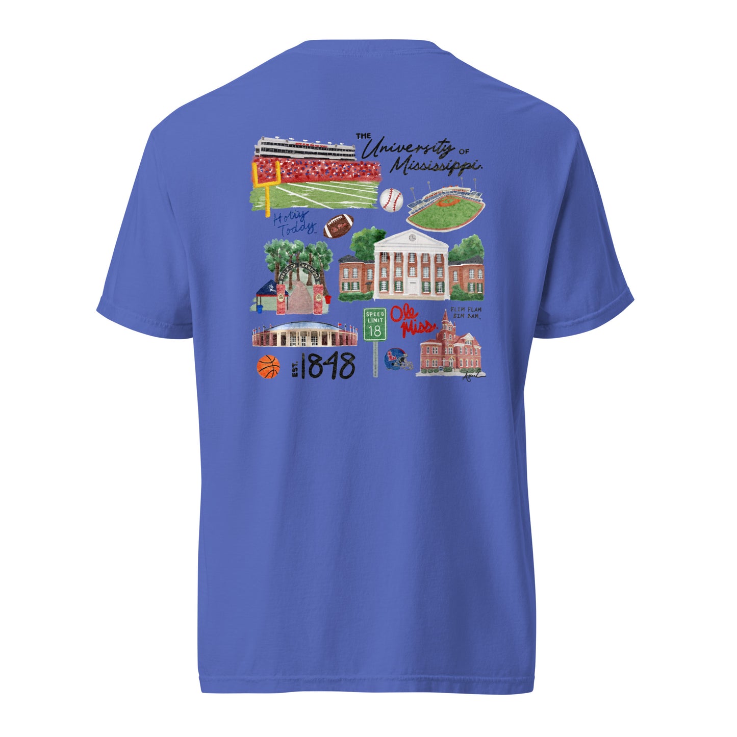 Ole Miss Watercolor Art Collage T-shirt - Comfort Colors