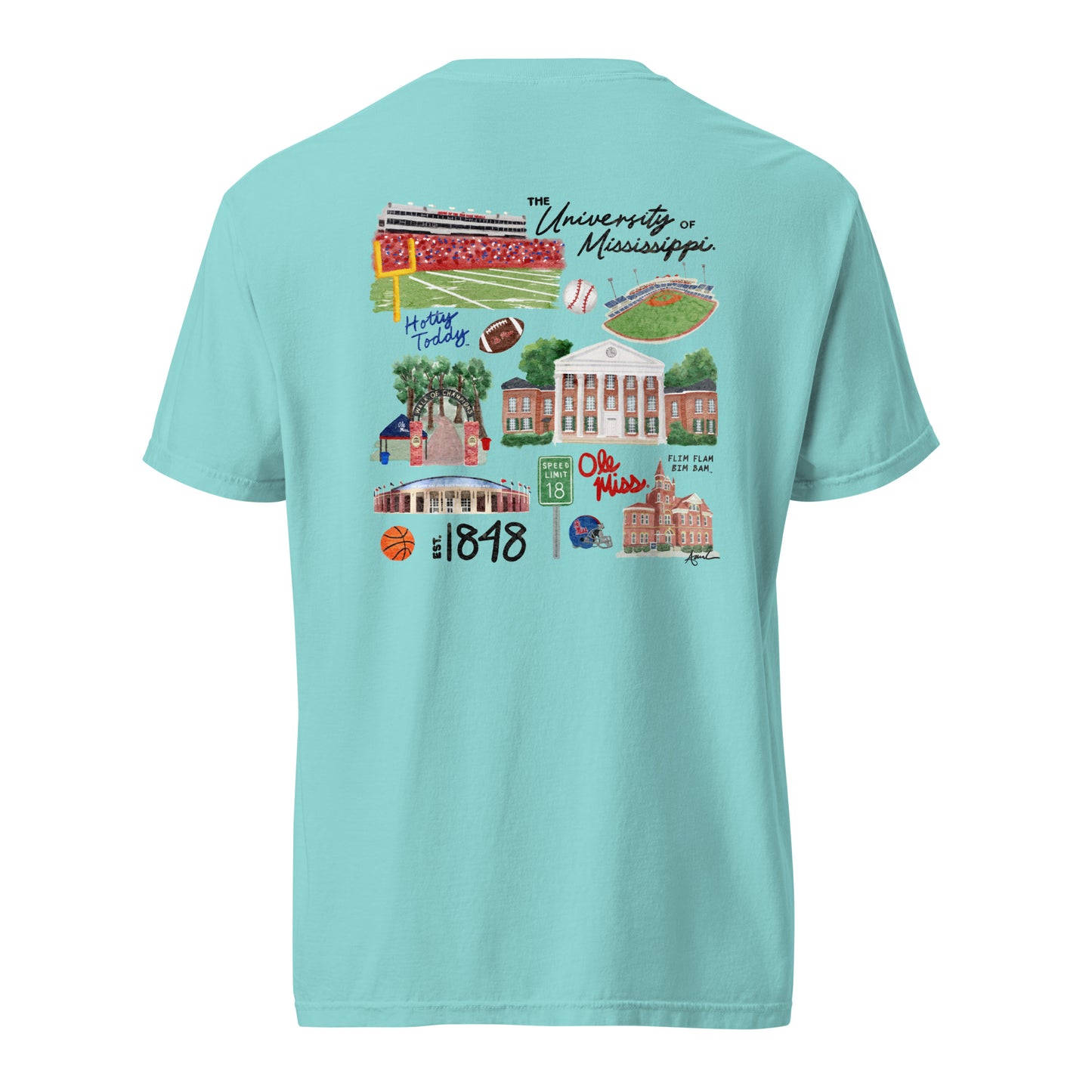 Ole Miss Watercolor Art Collage T-shirt - Comfort Colors