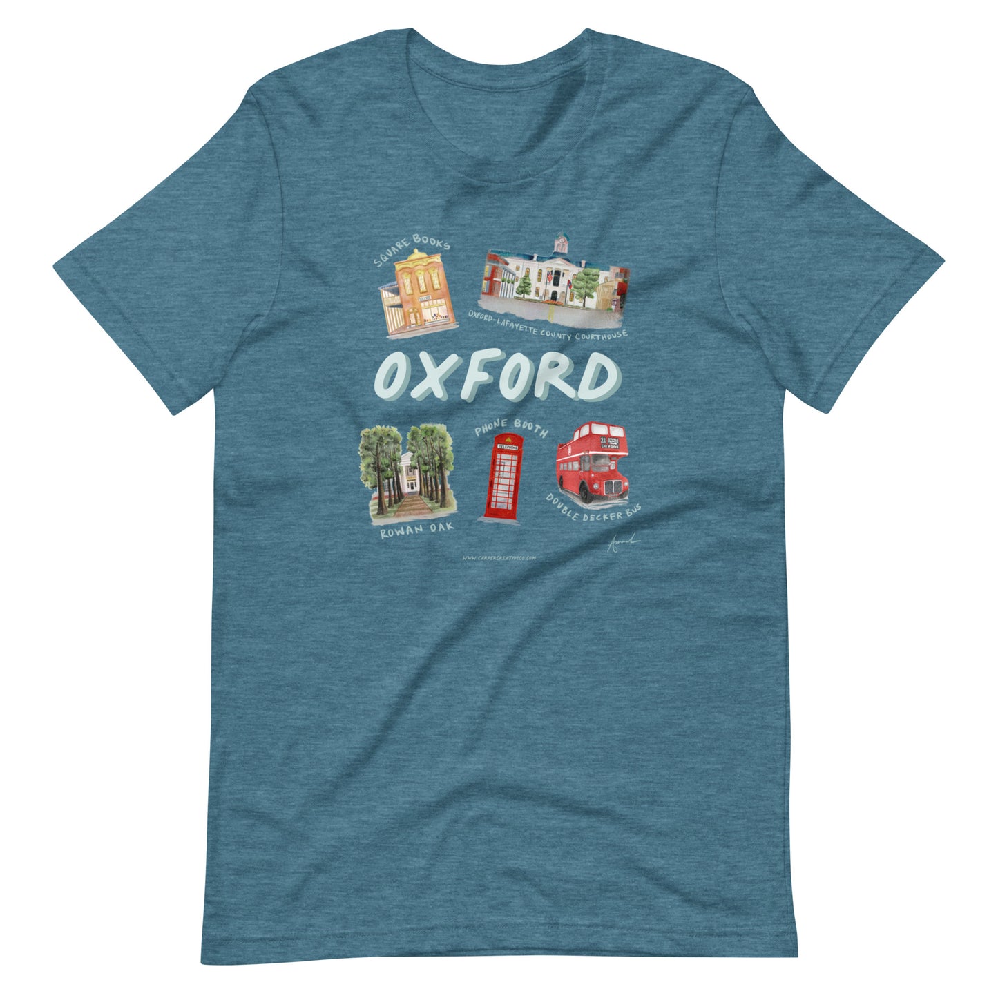 Oxford MS Landmarks Watercolor Art T-shirt - Bella + Canvas