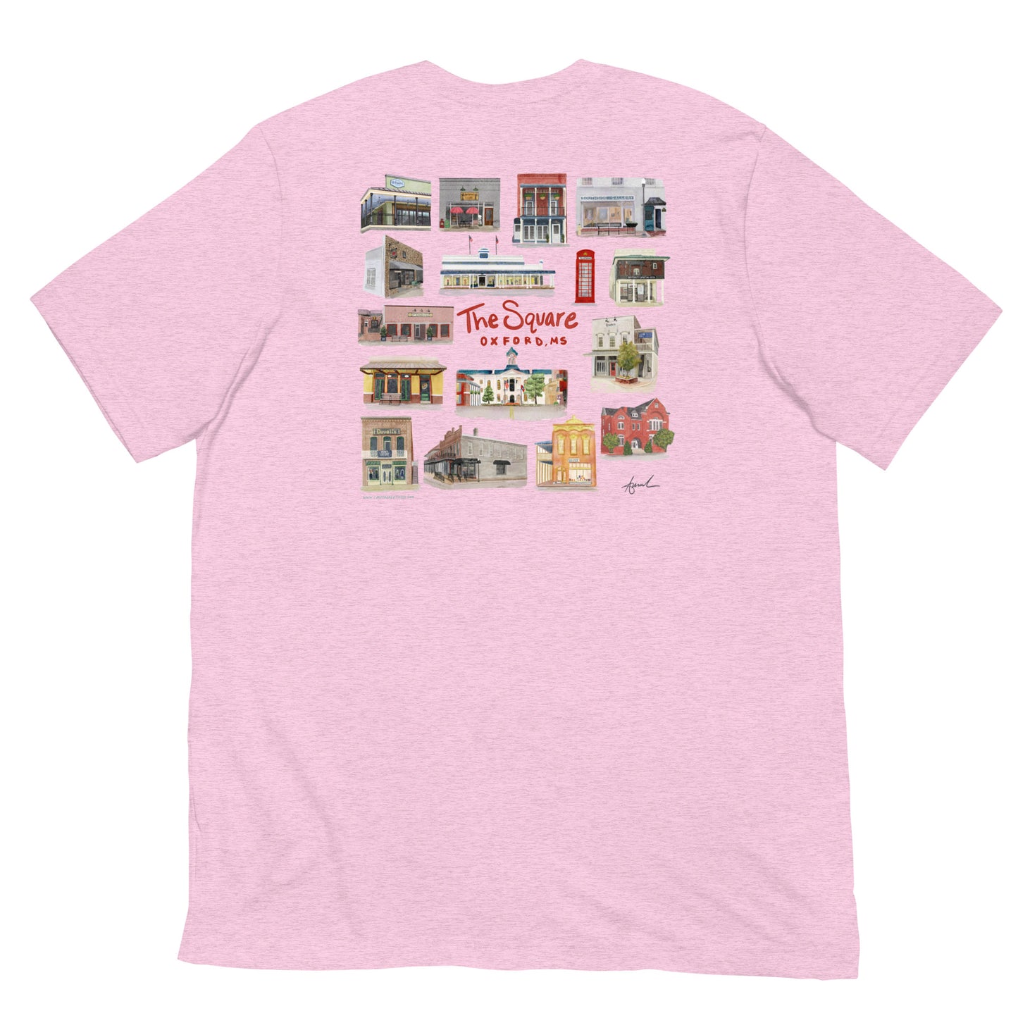 The Square Oxford Mississippi Watercolor Art T-shirt - Bella + Canvas