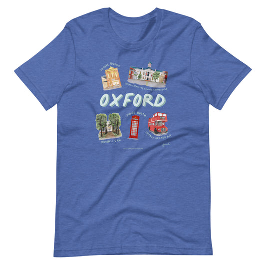 Oxford MS Landmarks Watercolor Art T-shirt - Bella + Canvas