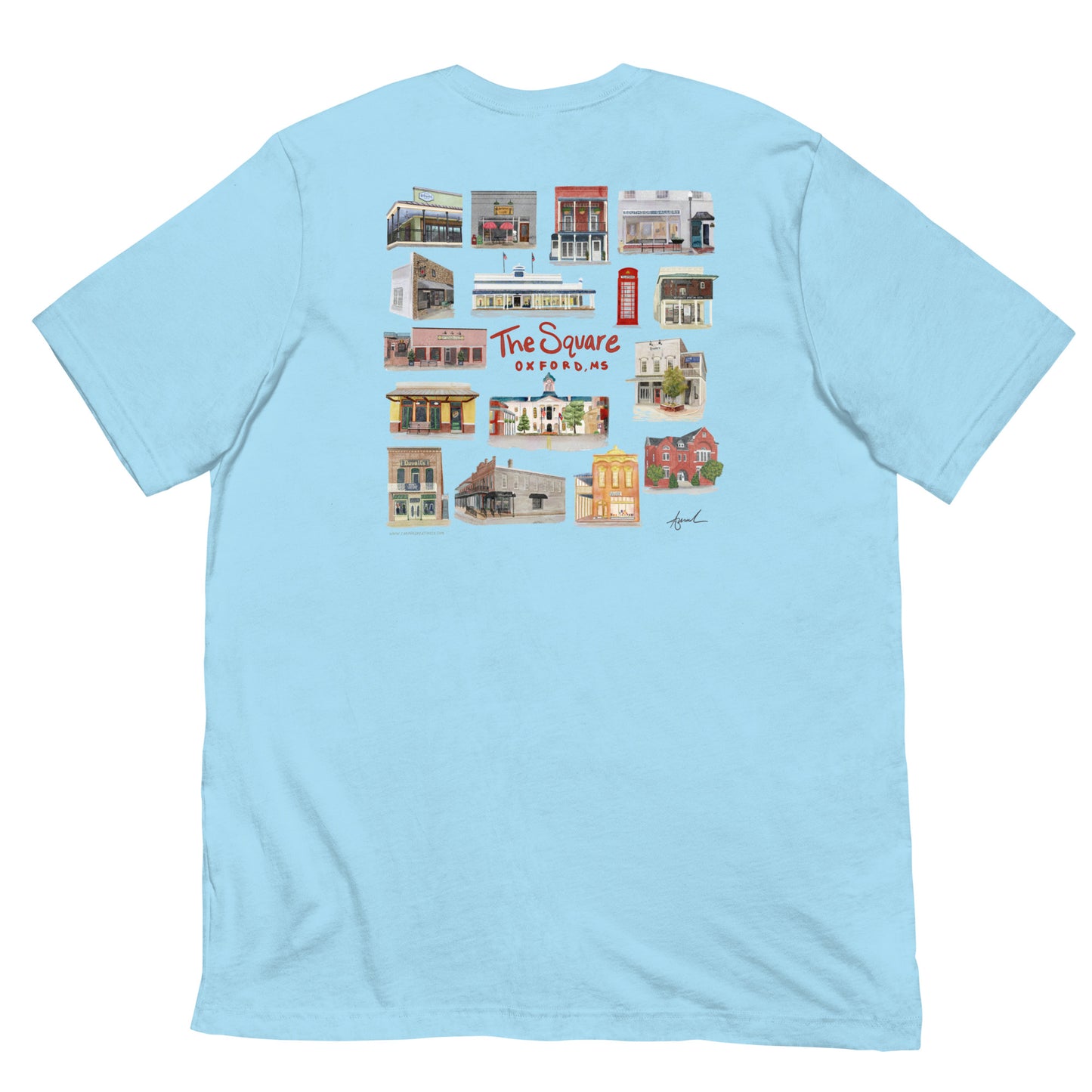 The Square Oxford Mississippi Watercolor Art T-shirt - Bella + Canvas