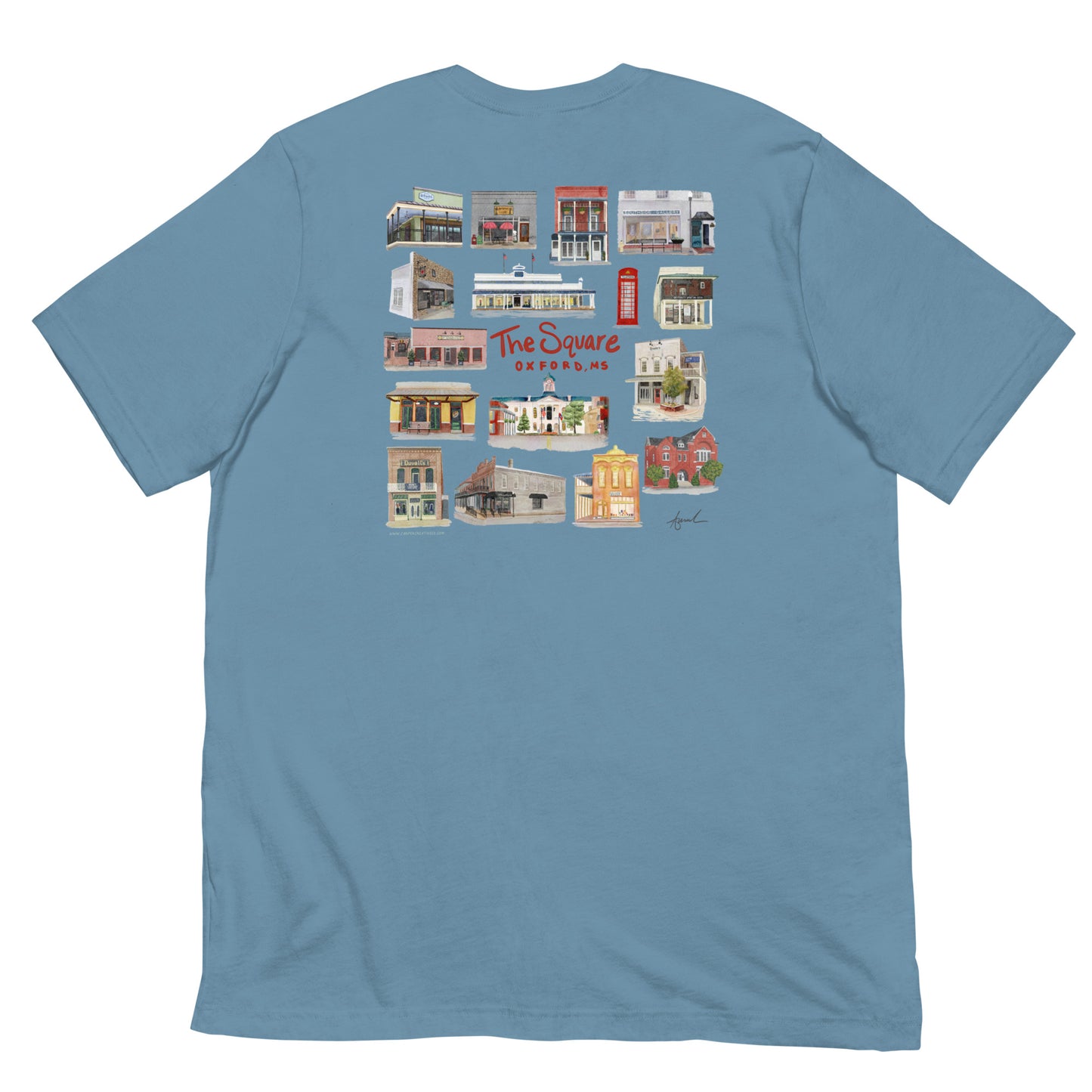 The Square Oxford Mississippi Watercolor Art T-shirt - Bella + Canvas