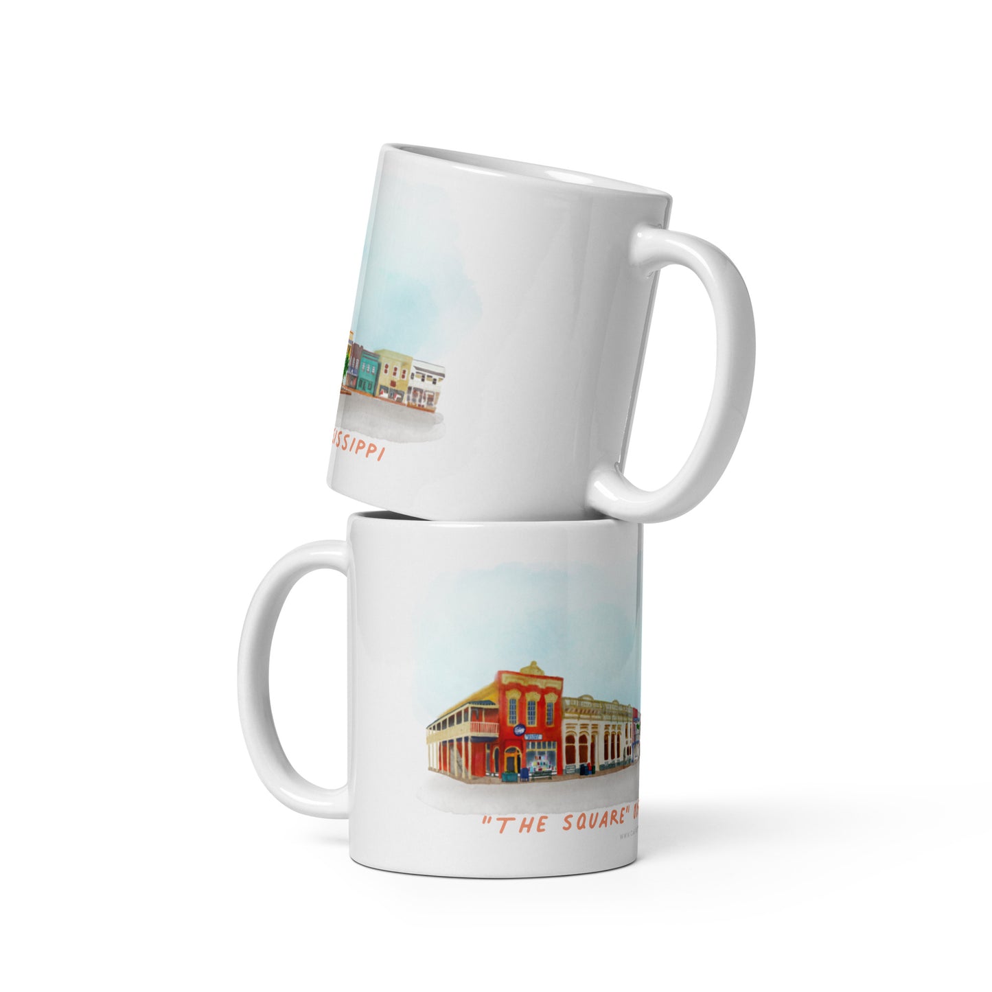 The Square Pano Oxford Mississippi Panoramic Watercolor Art Mug