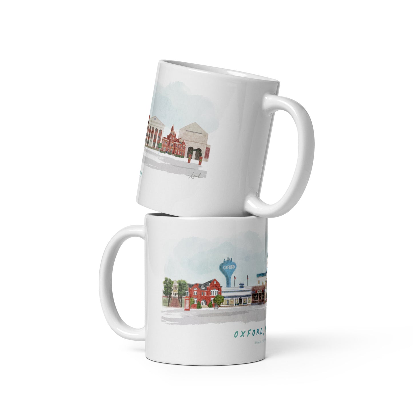 Oxford Mississippi Watercolor Skyline Art Mug