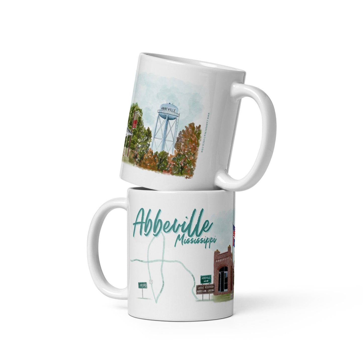 Abbeville Mississippi Watercolor Collage Art Mug