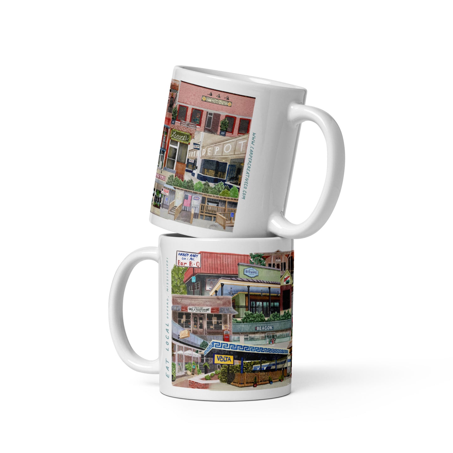 Oxford Mississippi Local Restaurant Watercolor Collage Mug