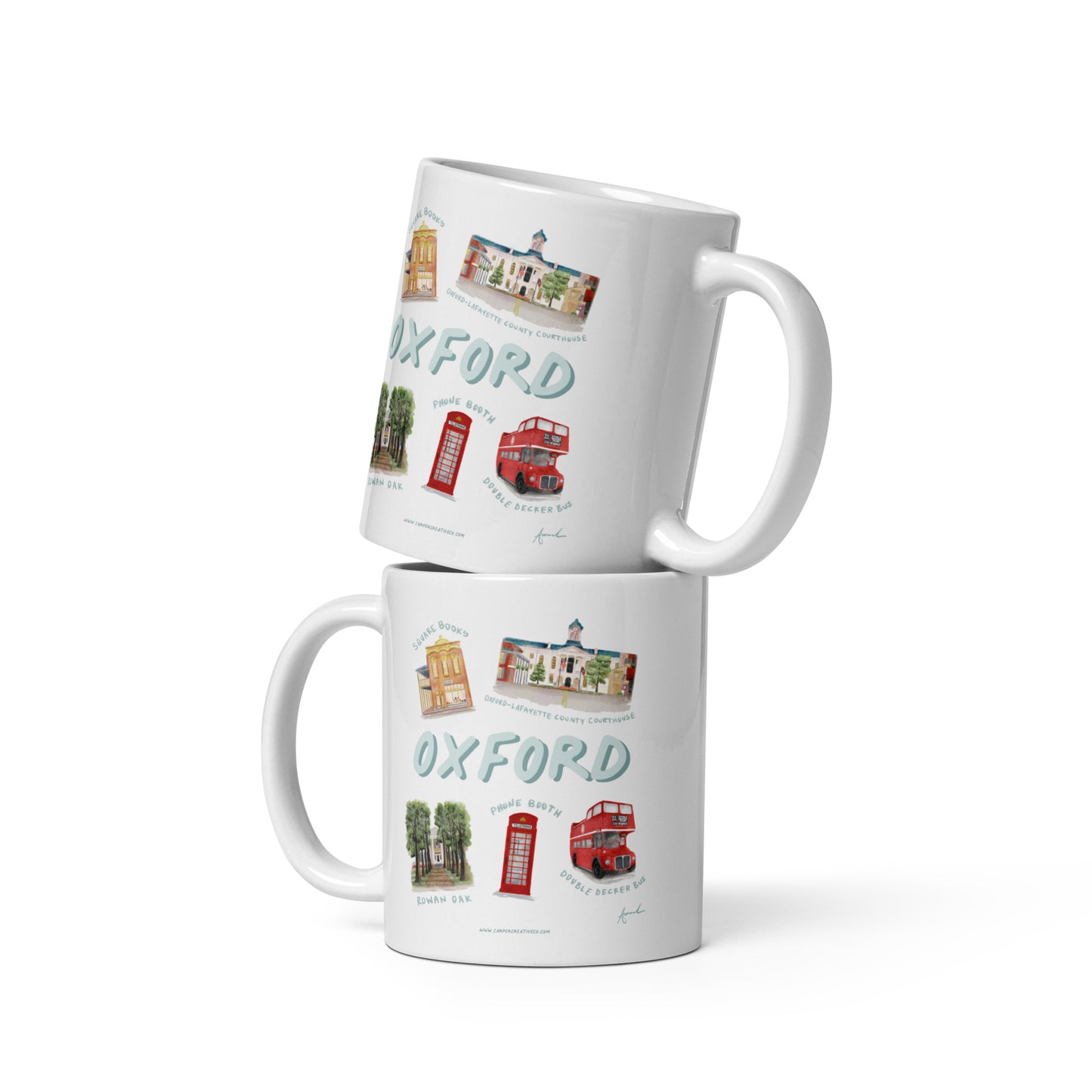 Oxford MS Landmarks Collage Watercolor Art Mug