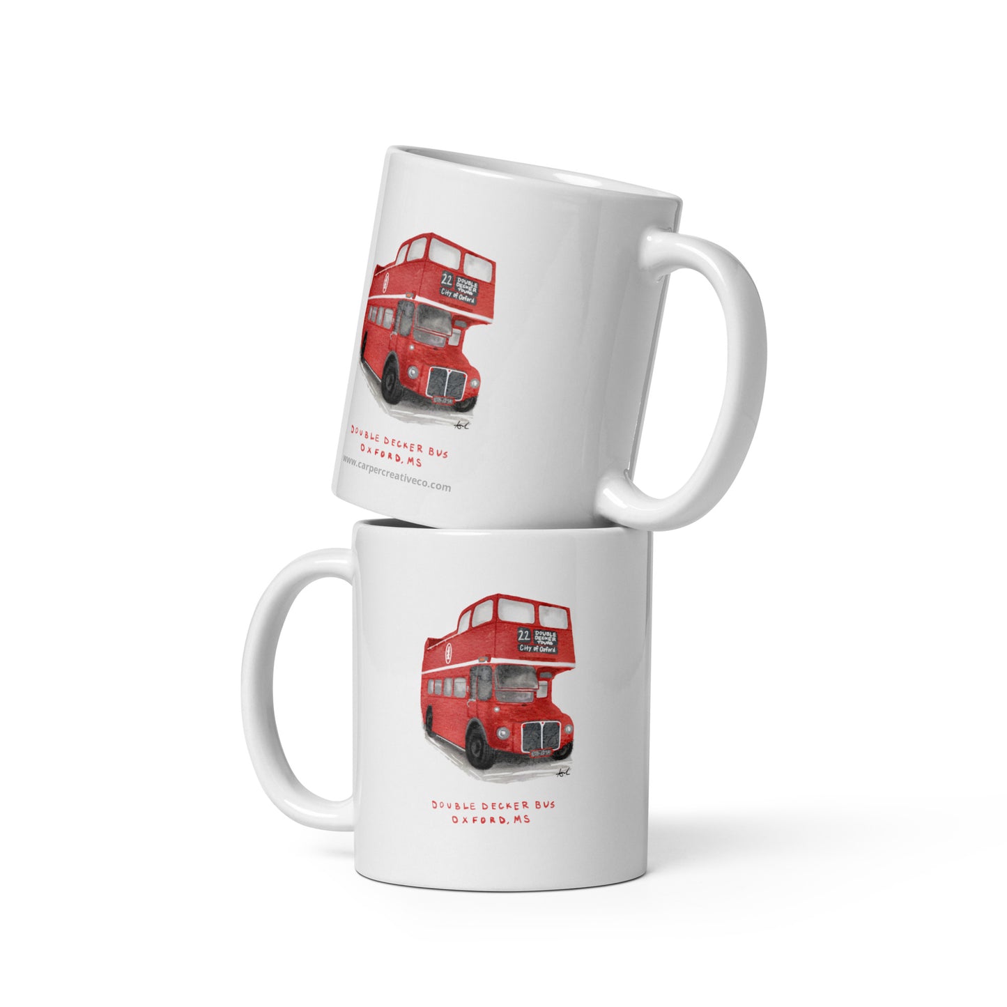 Double Decker Bus Oxford MS Watercolor Art Mug