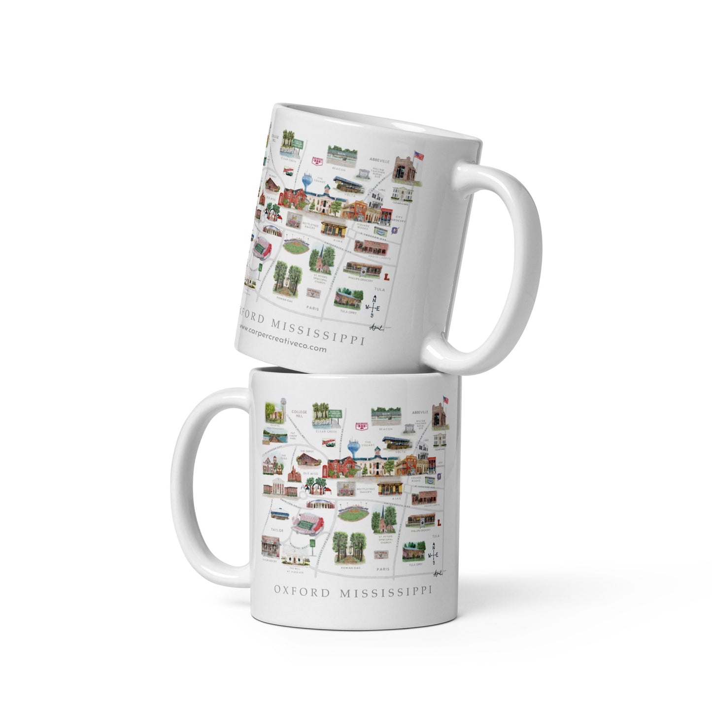 Oxford MS Watercolor Map Art Mug