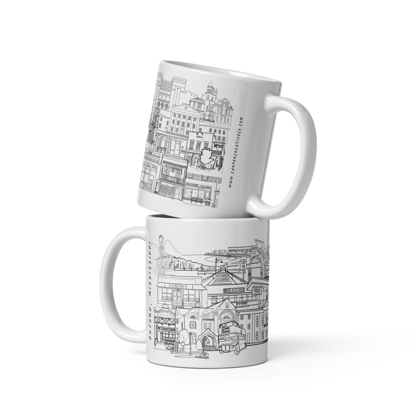 Oxford, MS Landmark Outline Collage Mug