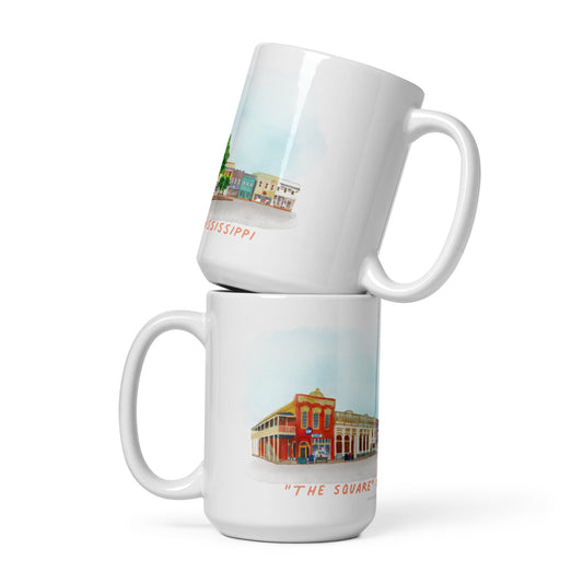 The Square Pano Oxford Mississippi Panoramic Watercolor Art Mug