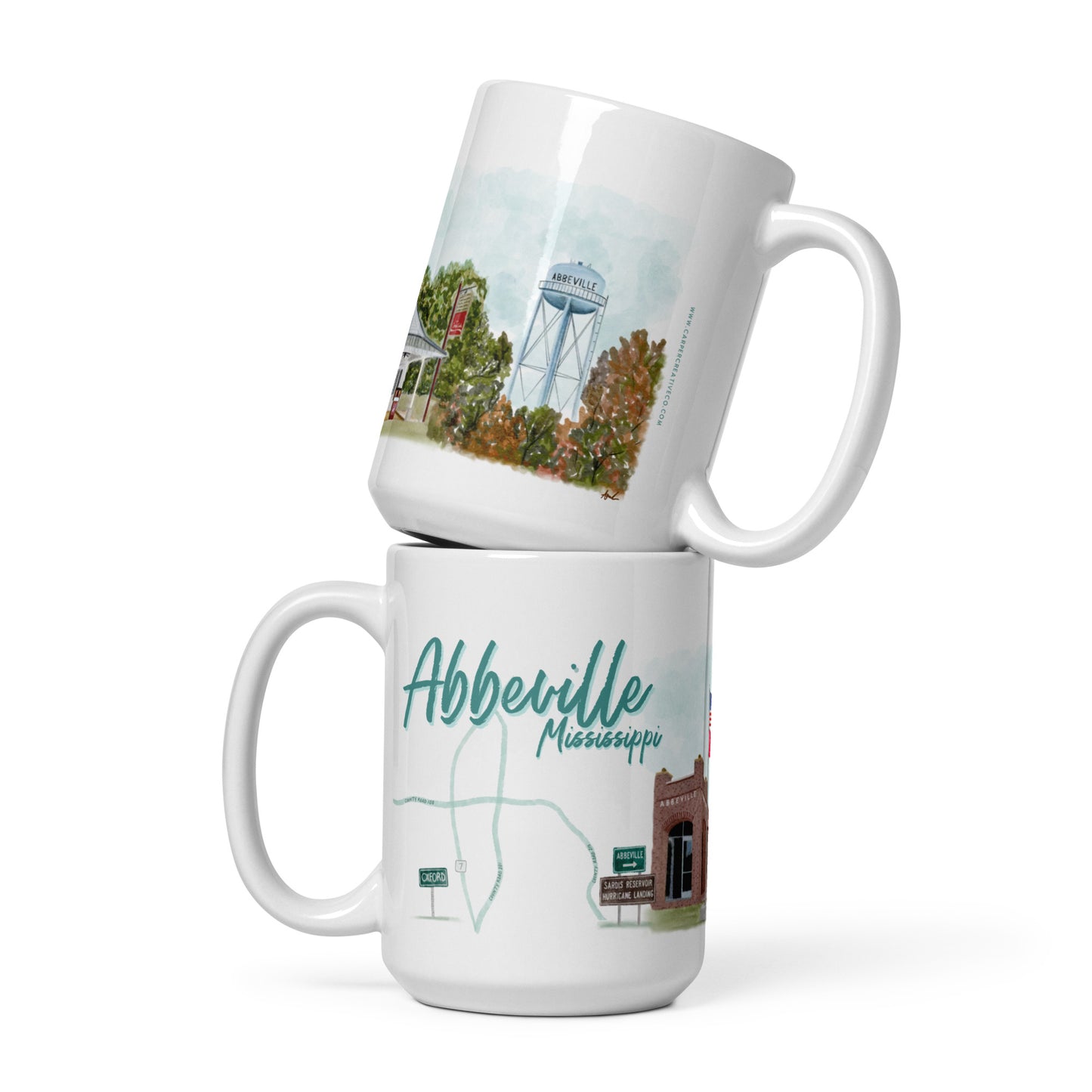 Abbeville Mississippi Watercolor Collage Art Mug