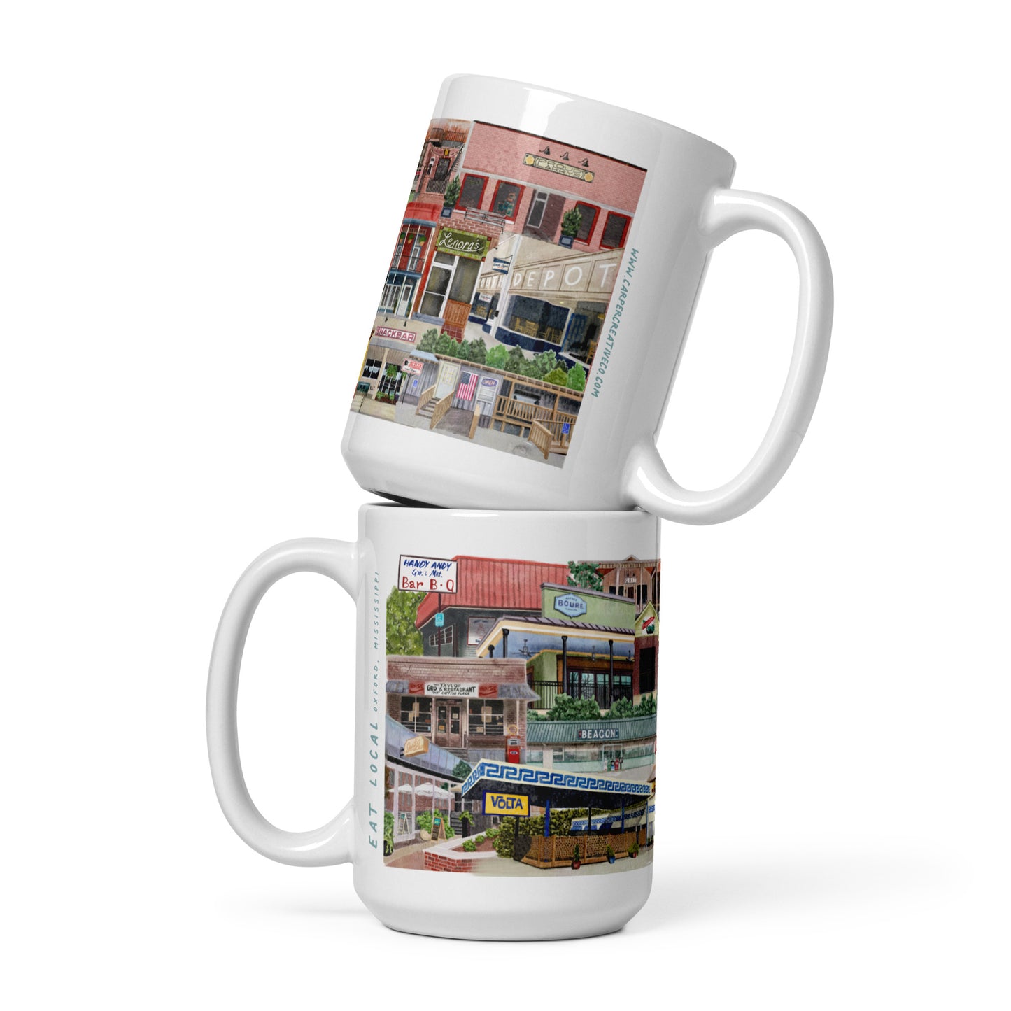 Oxford Mississippi Local Restaurant Watercolor Collage Mug