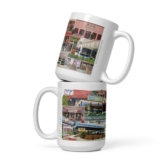 Oxford Mississippi Local Restaurant Watercolor Collage Mug