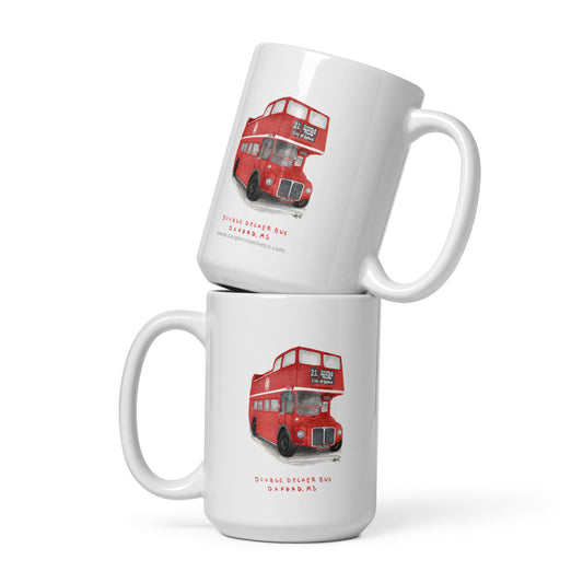 Double Decker Bus Oxford MS Watercolor Art Mug