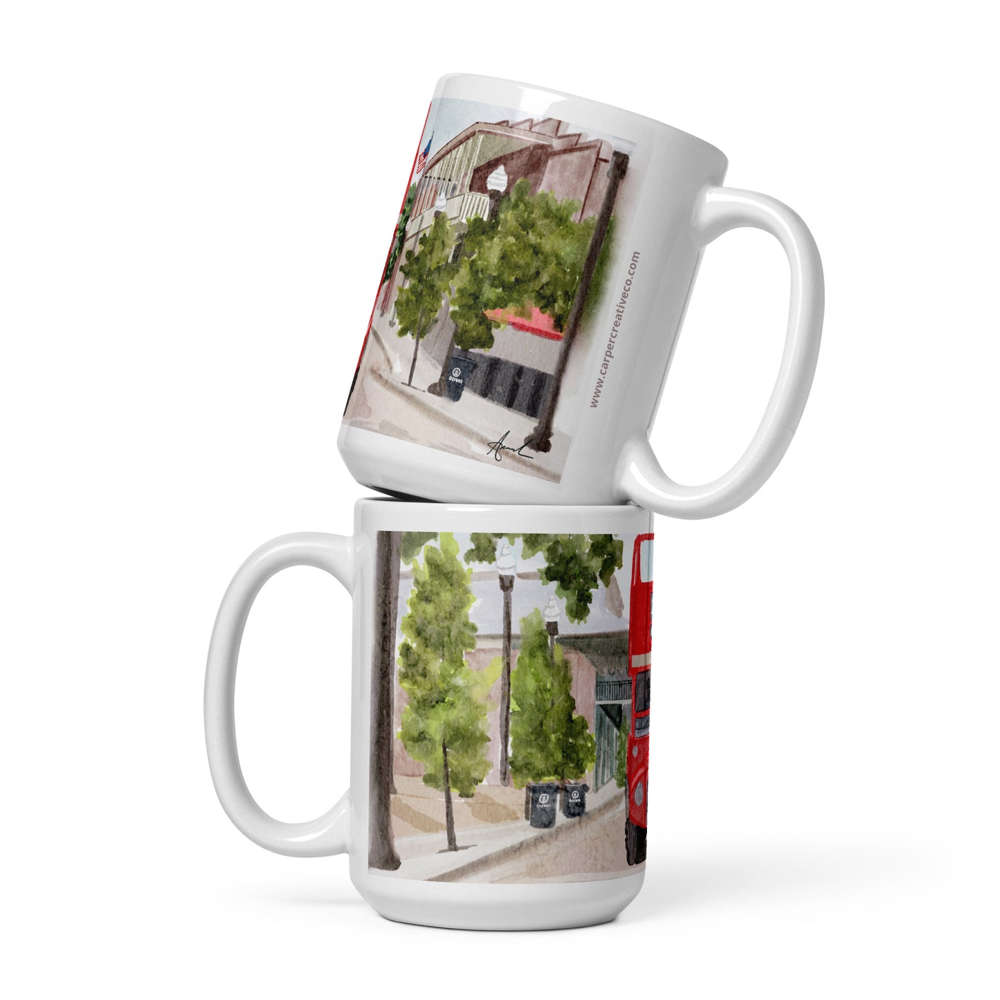 "Double Decker Tours" Oxford, MS Watercolor Art Mug