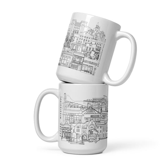 Oxford, MS Landmark Outline Collage Mug